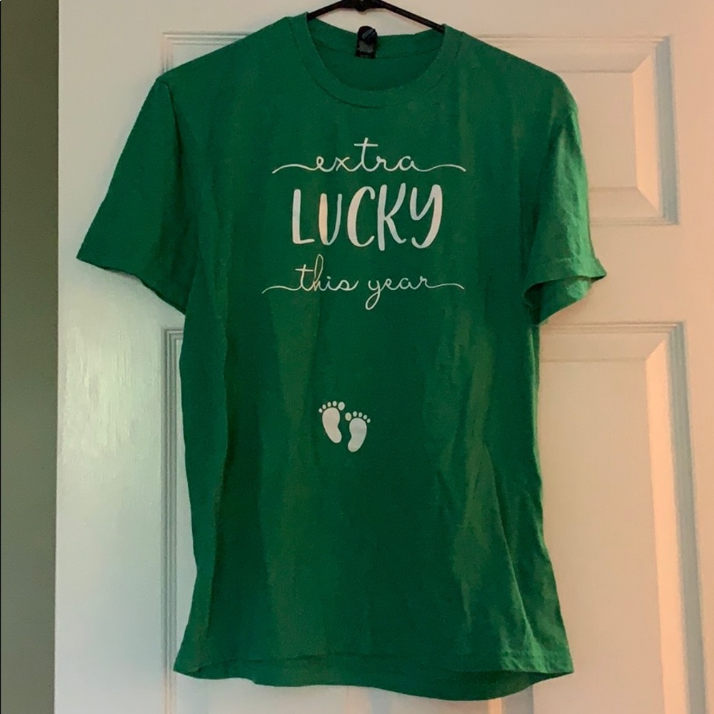 Saint Patrick’s Day maternity short sleeve t-shirt, size small, Kelly green